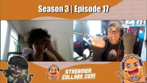 Two StreamerCollabs podcast hosts discussing streaming mental health and burnout prevention strategies for content creators