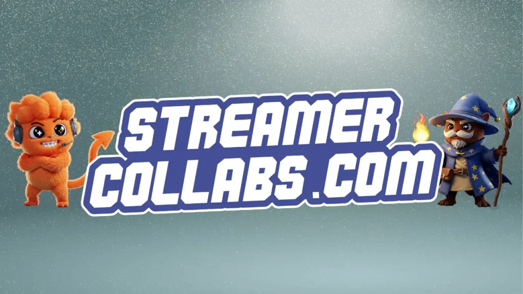 StreamerCollabs.com logo featuring Streamy Weemy and Wizard Weemy mascots promoting streamer collaboration and partnership opportunities for content creators