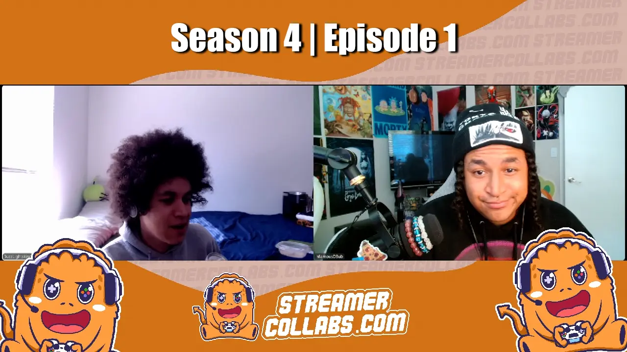 Two StreamerCollabs podcast hosts discussing streamer burnout recovery tips and Twitch Algorithm strategies